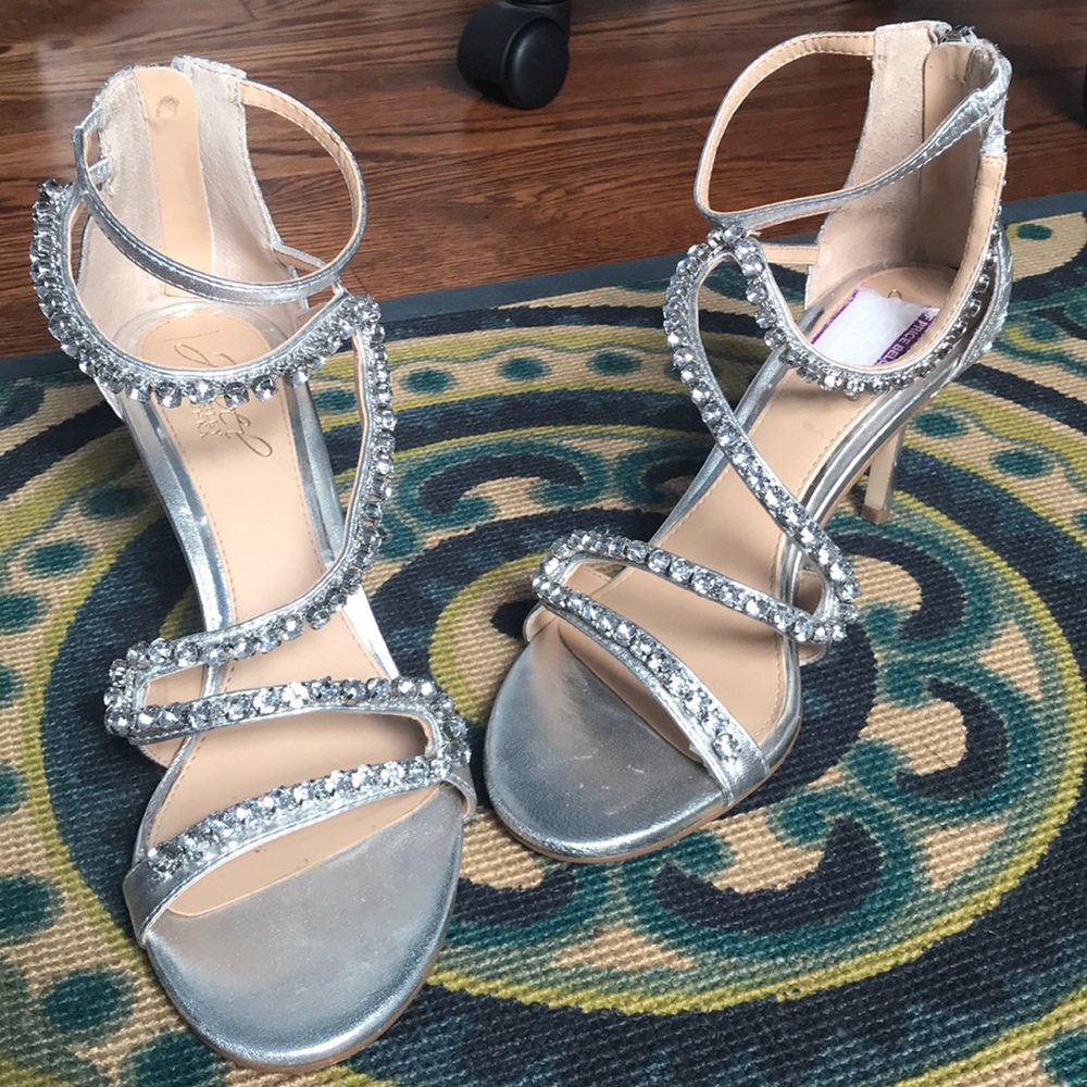 Silver crystal heels